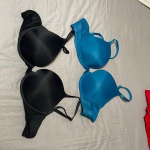 Victoria’s Secret bras. 36B. Teal and black Wear Everywhere Push-up.